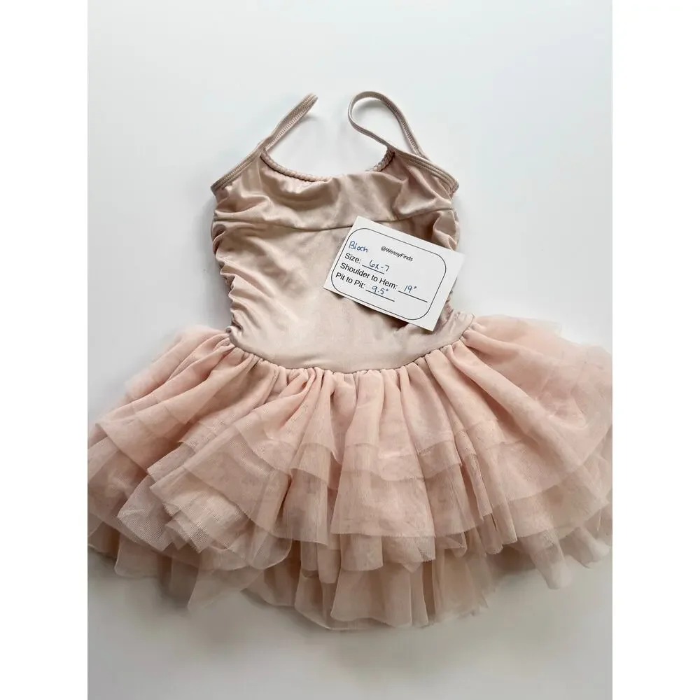 Bloch Girls Champagne Shimmer Tutu Dress Size 6X-7 Ballet